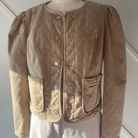 Veronica Beard Camilla Quilted Jacket Tan - S - Picture 6 of 14